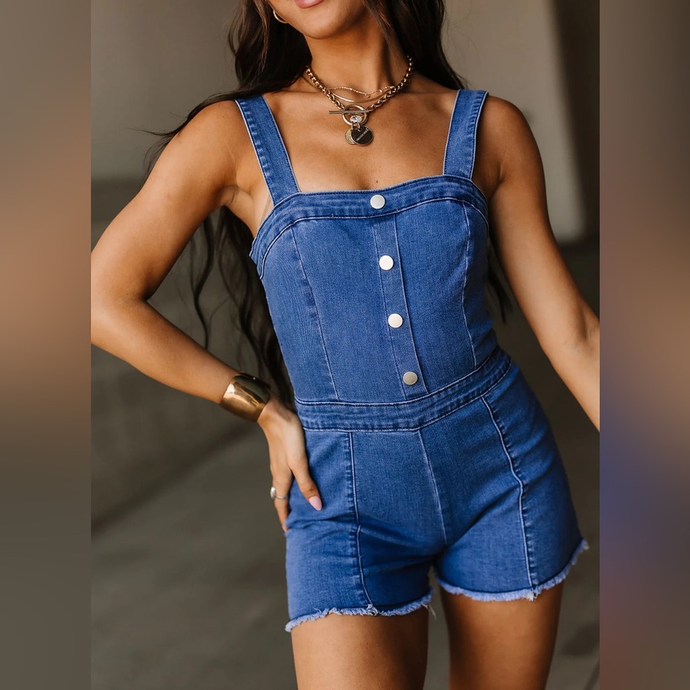 NEW Mindy Mae’s Becky Denim Romper Small